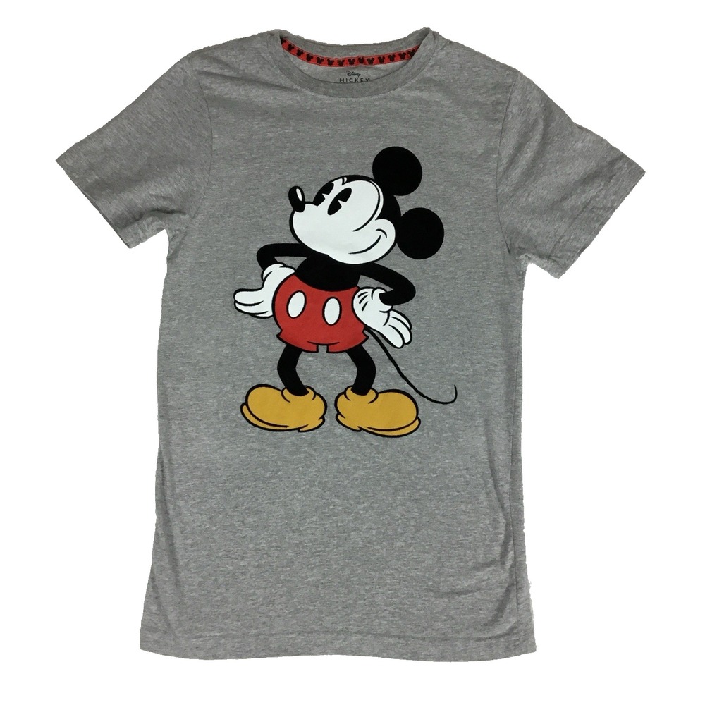 Disney Mickey Mouse Graphic T-Shirt Mens Small Gray Short Sleeve RN77272